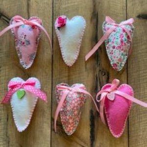 Hearts Set of 6. New. Handcrafted.